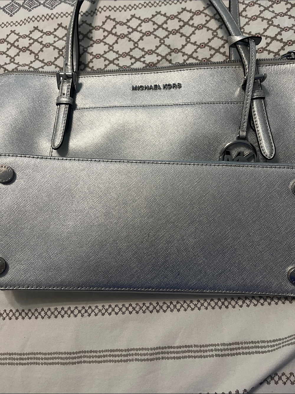 Michael Kors Metallic Silver Saffiano Tote - Picture 4 of 7